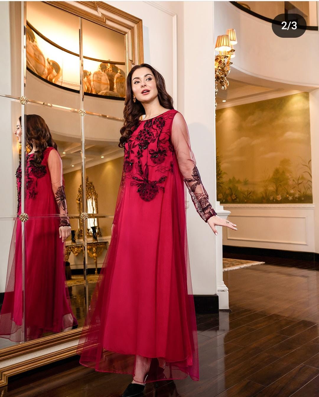 "Hania Amir 3-Piece Organza Maxi with Heavy Embroidery"