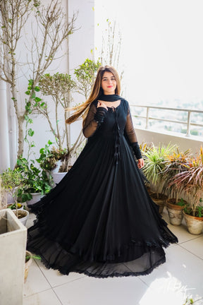 Graceful Lacework 3Piece Flare Maxi Set with Dupatta