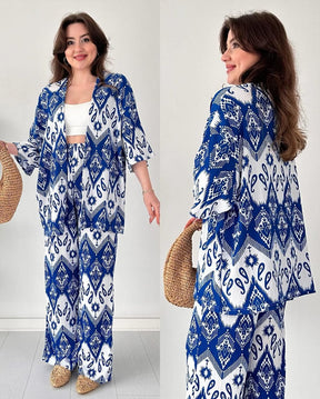 Chic Ikat Print 3-Piece Set - Stylish Women's Loungewear