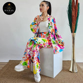 Vibrant Abstract Print Women 3-Piece Suit - Stylish and Comfortable Outfit Set